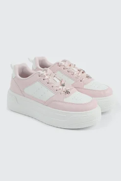 Thick Sole Court Sneakers with Charms