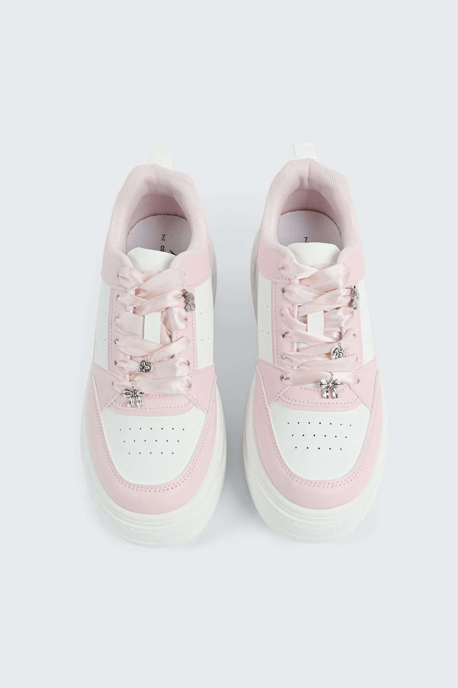 Thick Sole Court Sneakers with Charms