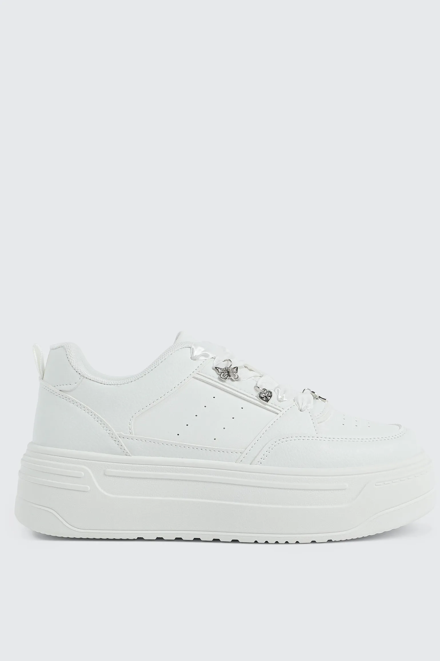 Thick Sole Court Sneakers with Charms