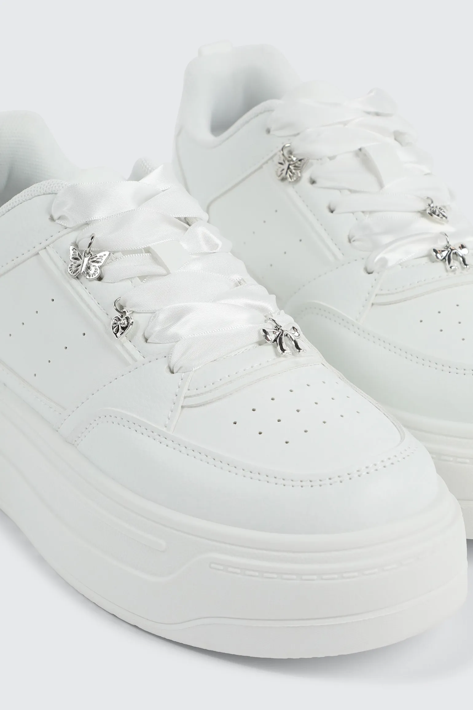 Thick Sole Court Sneakers with Charms