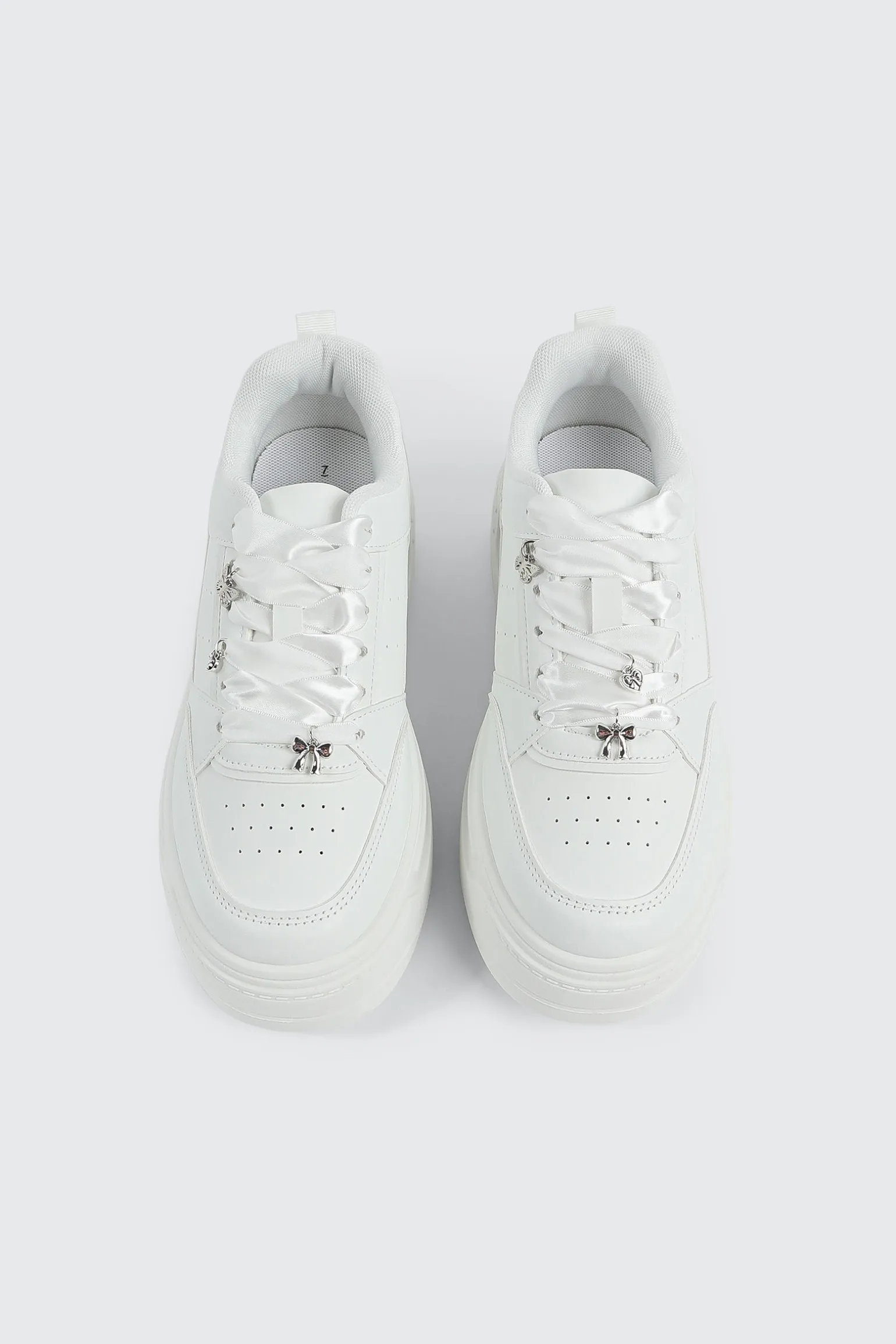 Thick Sole Court Sneakers with Charms
