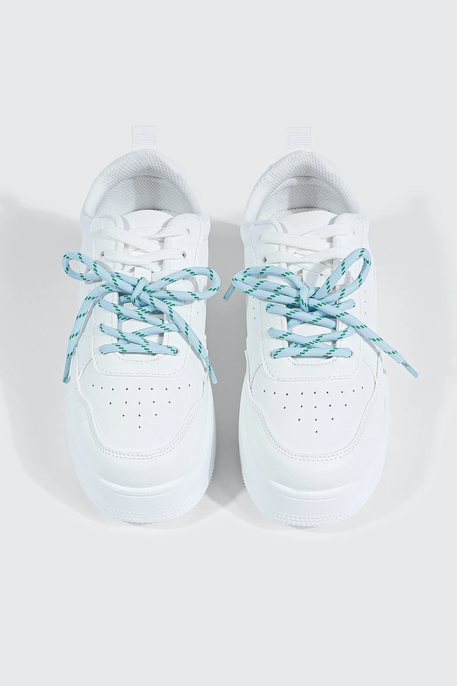 Thick Sole Court Sneakers with Double Lace Detail