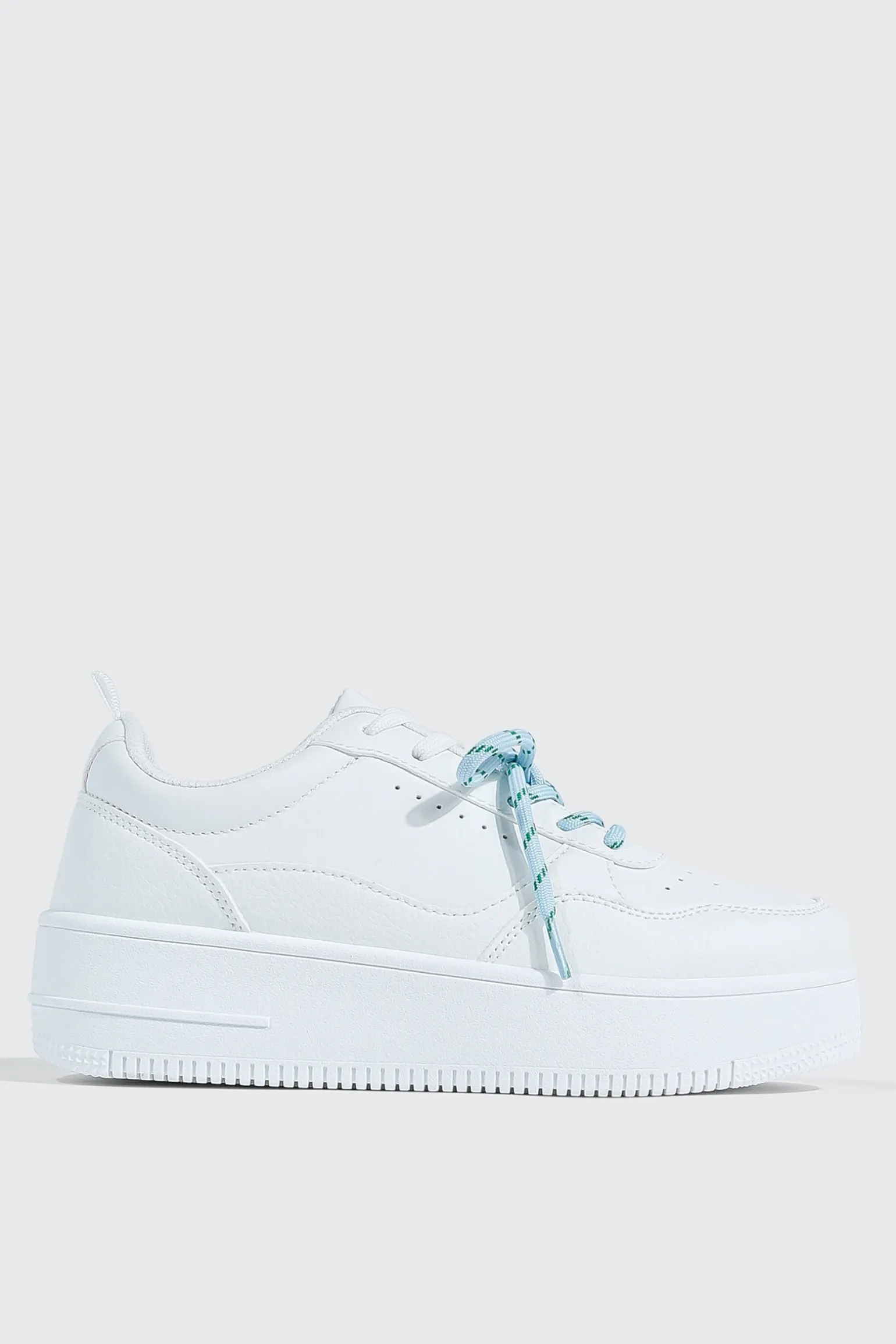 Thick Sole Court Sneakers with Double Lace Detail