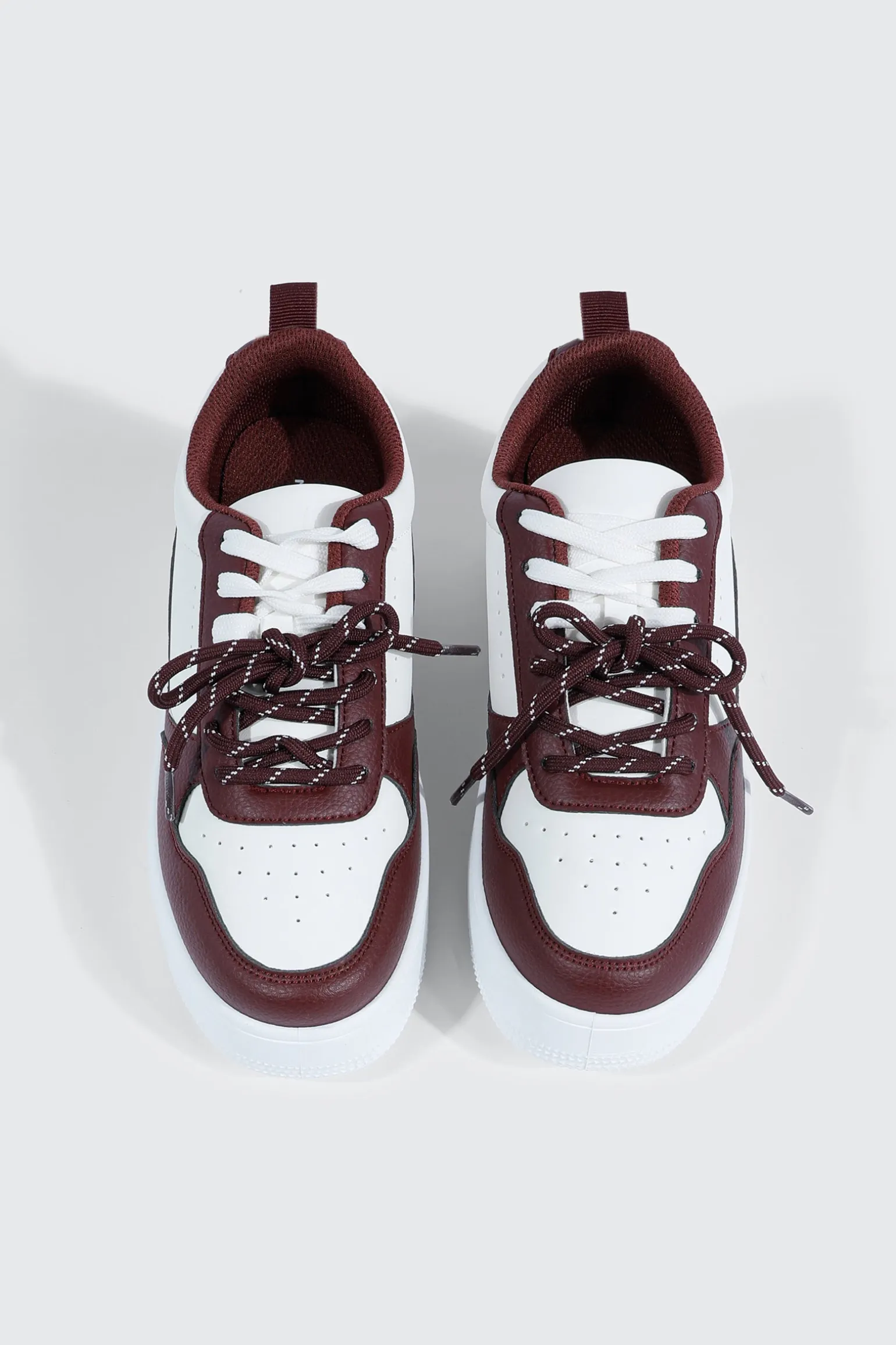 Thick Sole Court Sneakers with Double Lace Detail