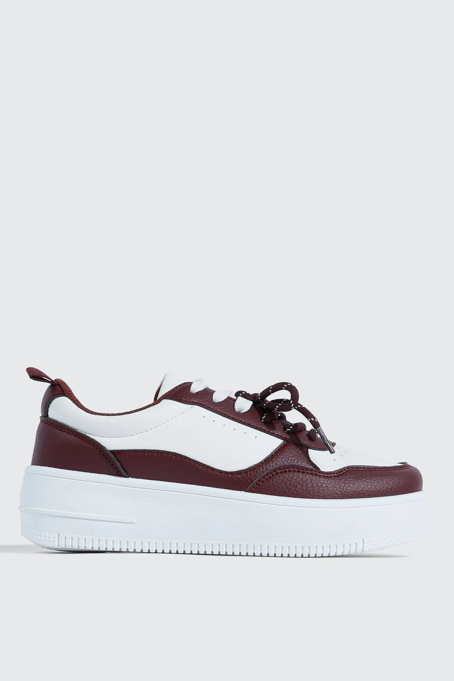Thick Sole Court Sneakers with Double Lace Detail