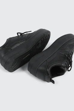 Thick Sole Court Sneakers with Double Lace Detail