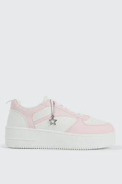 Thick Sole Court Sneakers with Charm