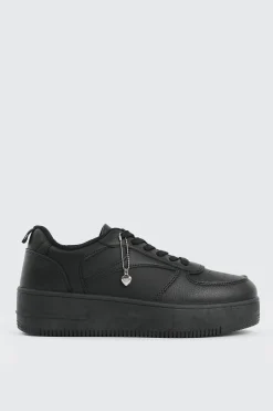 Thick Sole Court Sneakers with Charm