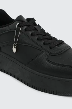 Thick Sole Court Sneakers with Charm