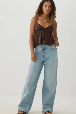 Tie Front Babydoll Tank Top