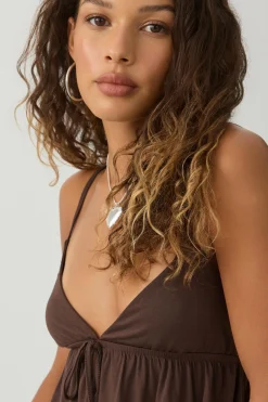 Tie Front Babydoll Tank Top