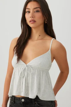 Tie Front Babydoll Tank Top