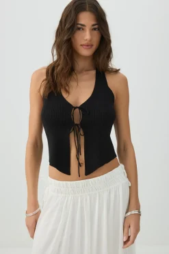 Tie Front Halter Sweater Tank