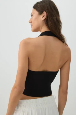 Tie Front Halter Sweater Tank
