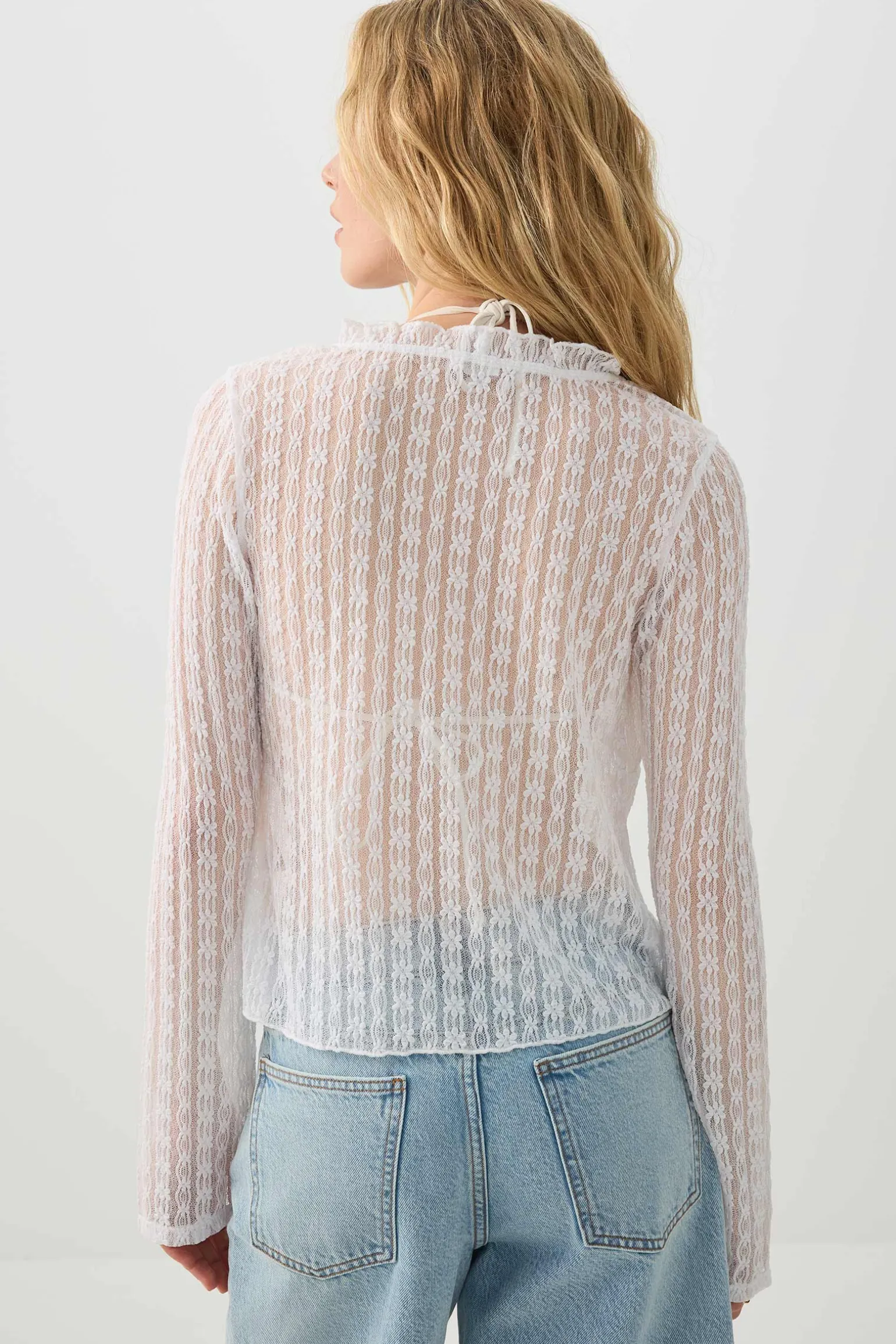 Tie Front Lace Cardigan
