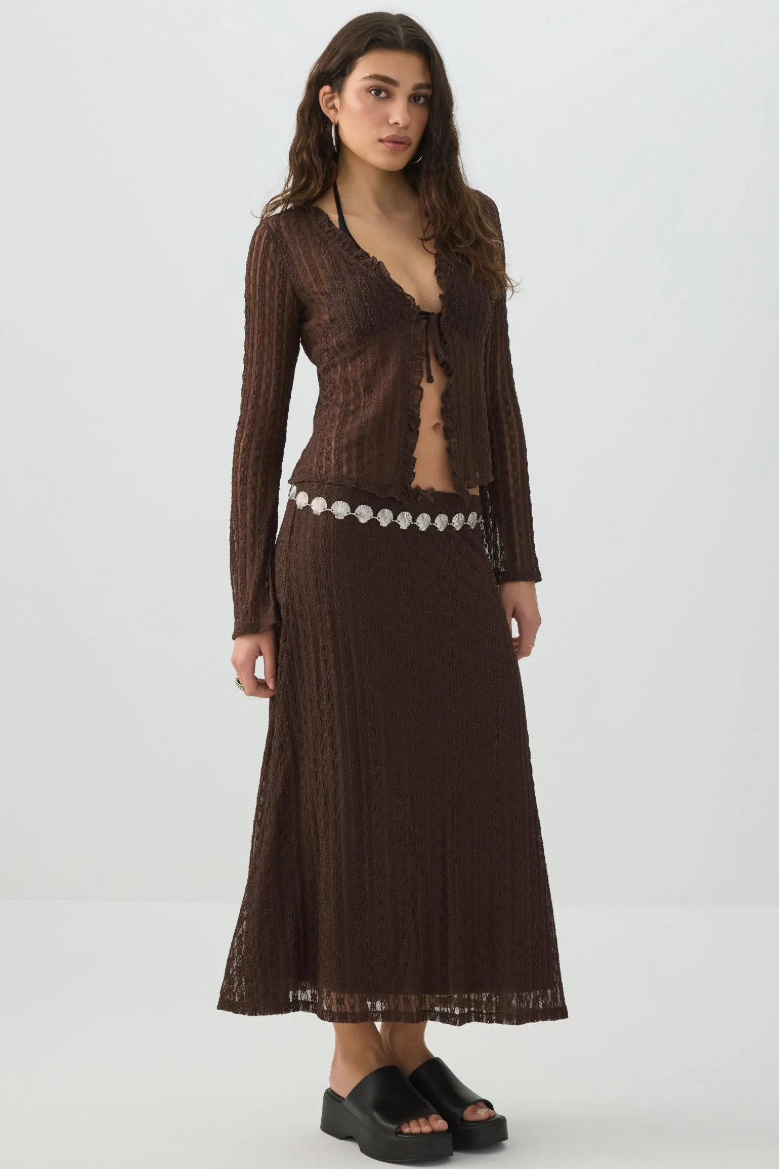Tie Front Lace Cardigan