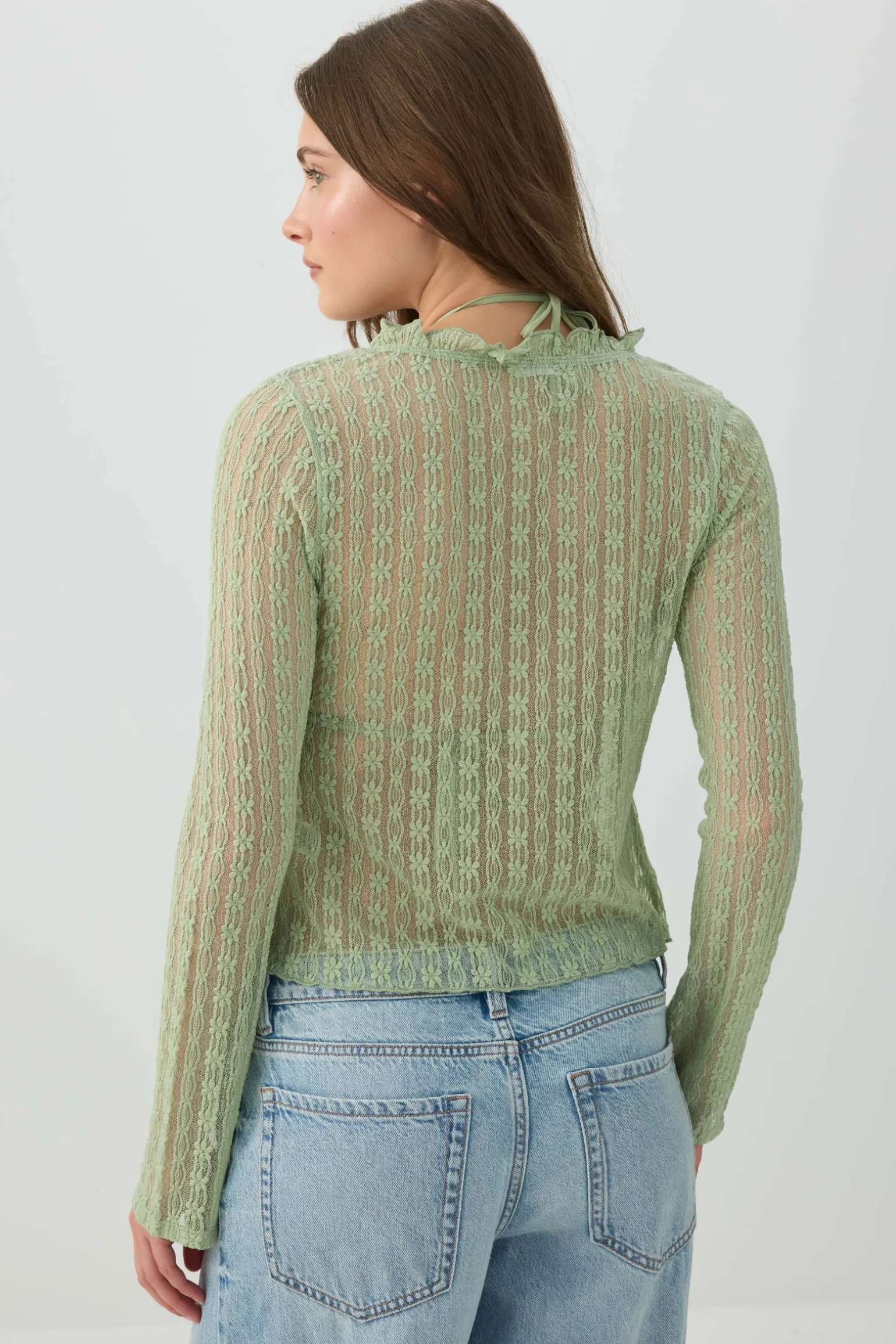 Tie Front Lace Cardigan