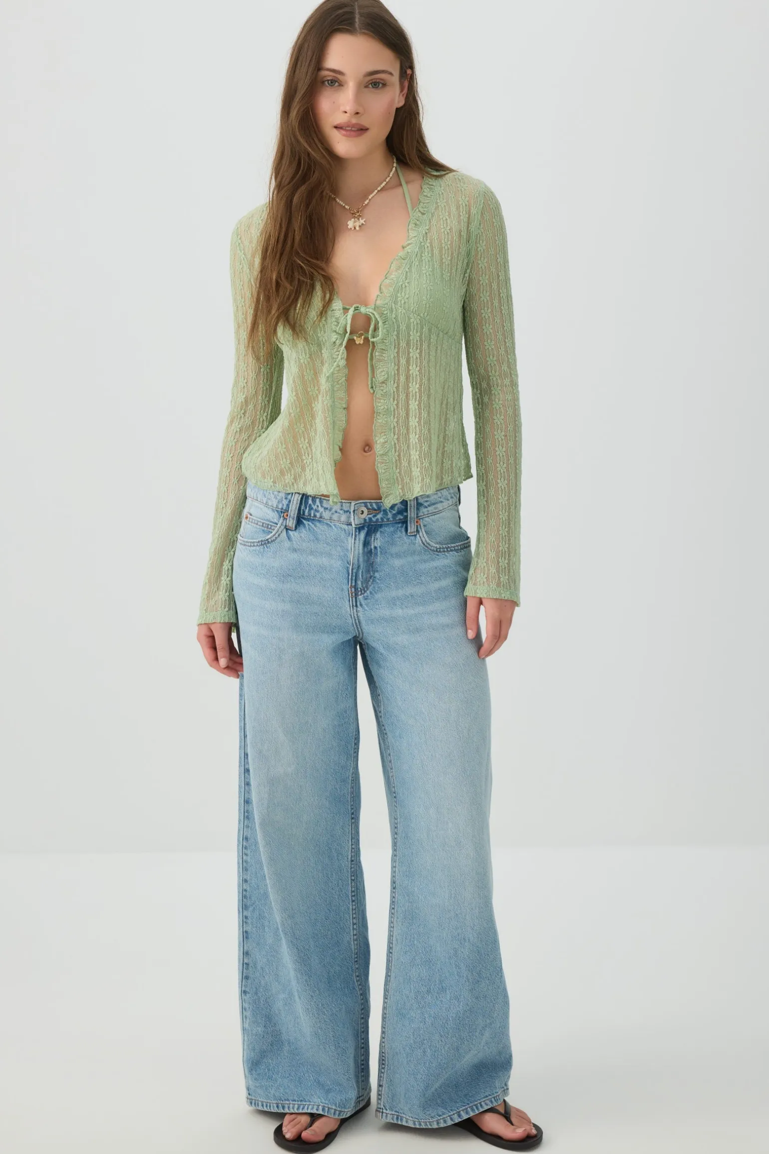 Tie Front Lace Cardigan