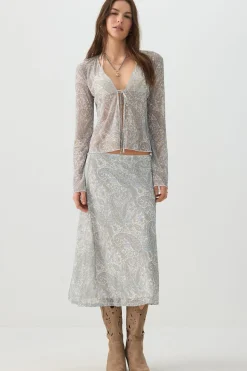 Tie Front Mesh Cardigan