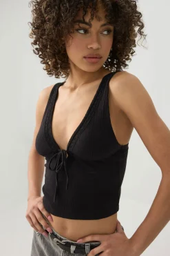 Tie Front Plunge Tank Top