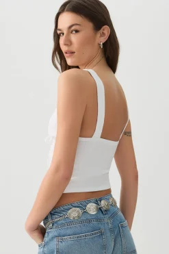 Tie Front Plunge Tank Top