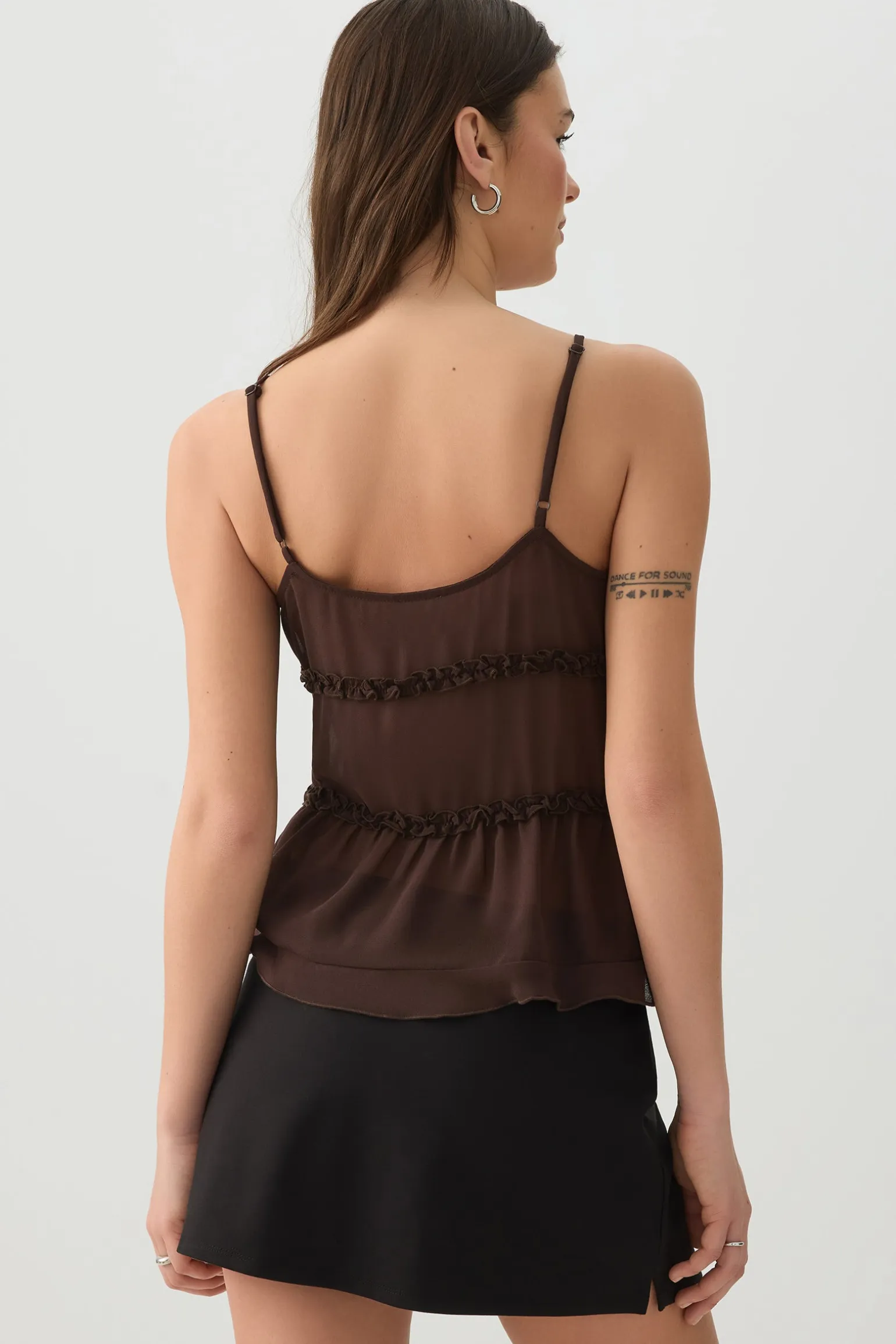 Tie Front Ruffle Tank Top
