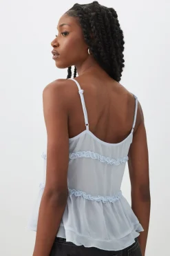 Tie Front Ruffle Tank Top
