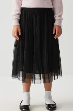 Tiered Tulle Midi Skirt