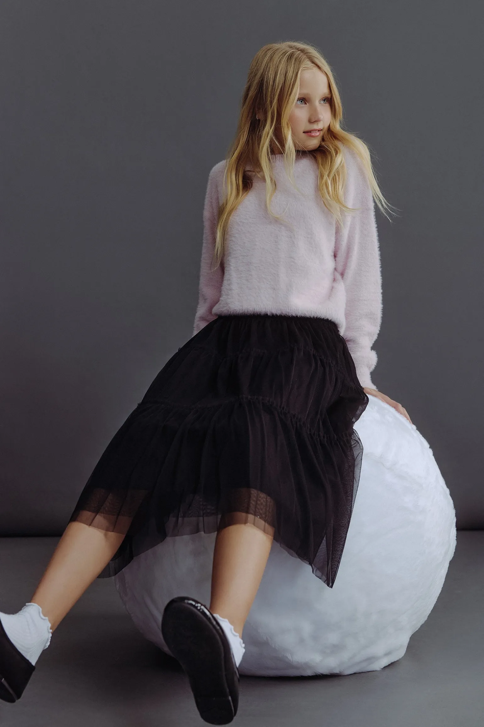 Tiered Tulle Midi Skirt