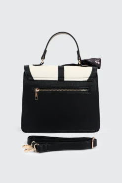 Top Handle Square Bag with Scarf Detail