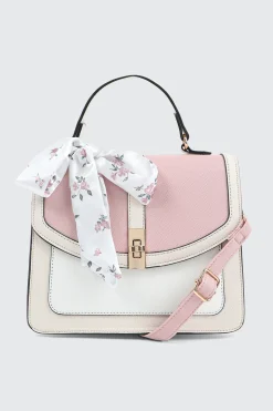 Top Handle Square Bag with Scarf Detail