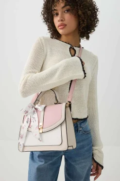 Top Handle Square Bag with Scarf Detail