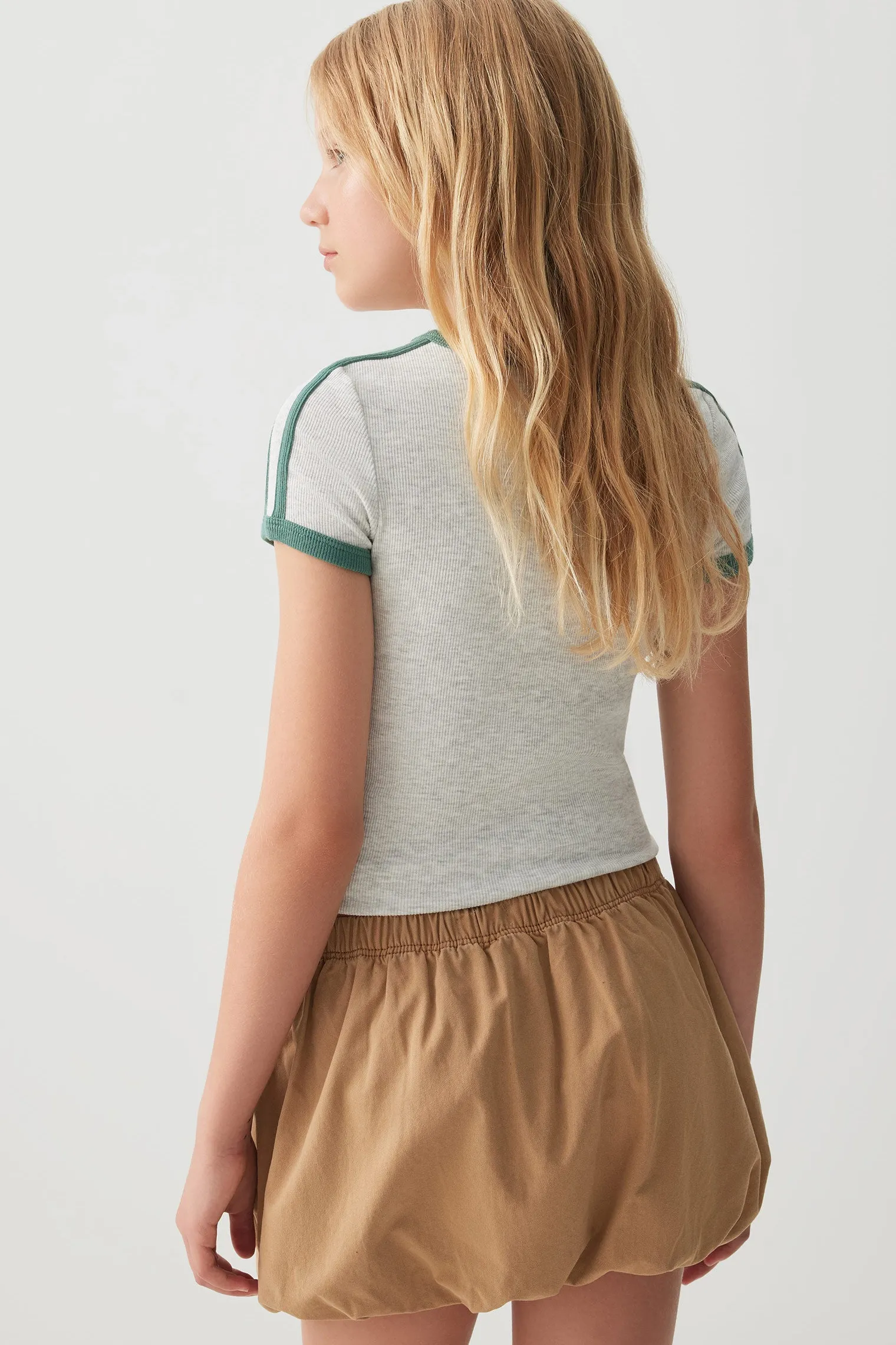 Twill Bubble Mini Skirt