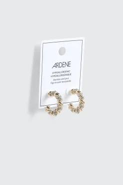 Twisted Hoop Stone Earrings