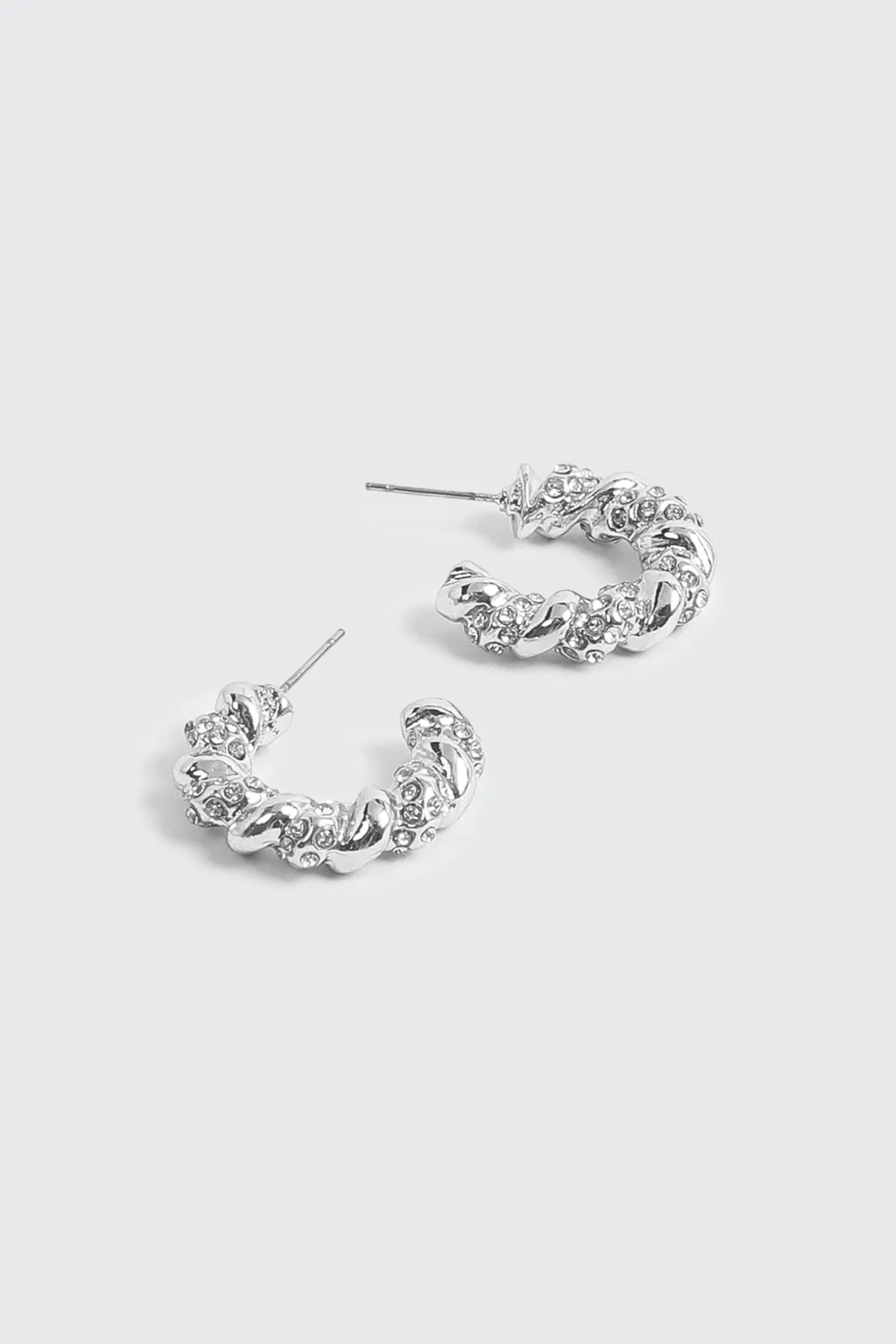 Twisted Hoop Stone Earrings