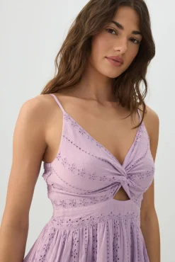 Twist Front Eyelet Mini Dress