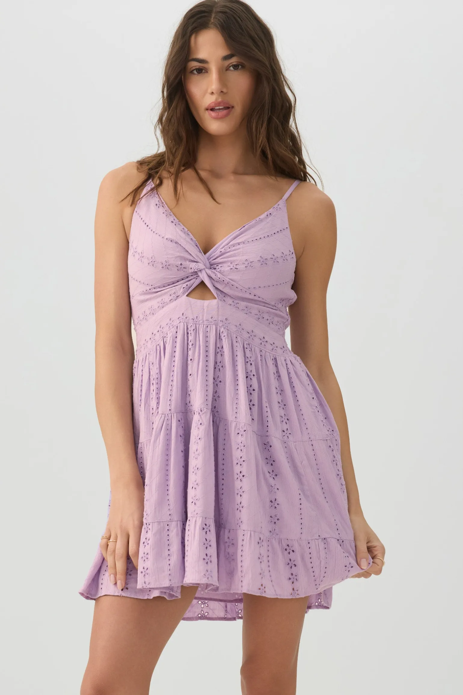 Twist Front Eyelet Mini Dress