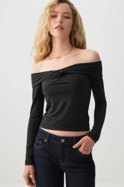 Twist Front Off Shoulder Top