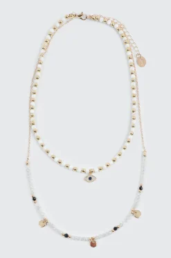Two-Row Necklace with Eye Pendant