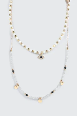 Two-Row Necklace with Eye Pendant