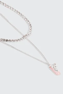 Two-Row Tennis Necklace with Ballet Slipper