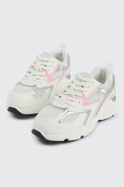 Two-Tone Sneakers with Silver Details
