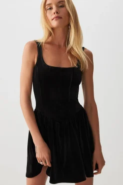 Velvet Bustier Mini Dress