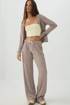 Waffle Hooded Front Zipper Top