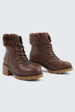 Warm Lined Boots with Faux Fur Trim