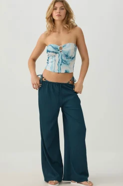 Wide Leg Seersucker Pants