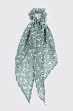 Woven Floral Motif Scrunchie with Tails