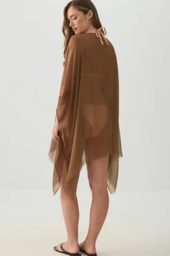 Woven Light Cover Up with Mesh Detail