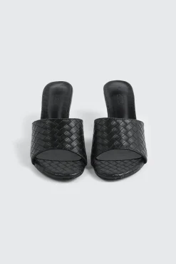 Woven Mule Kitten Heels