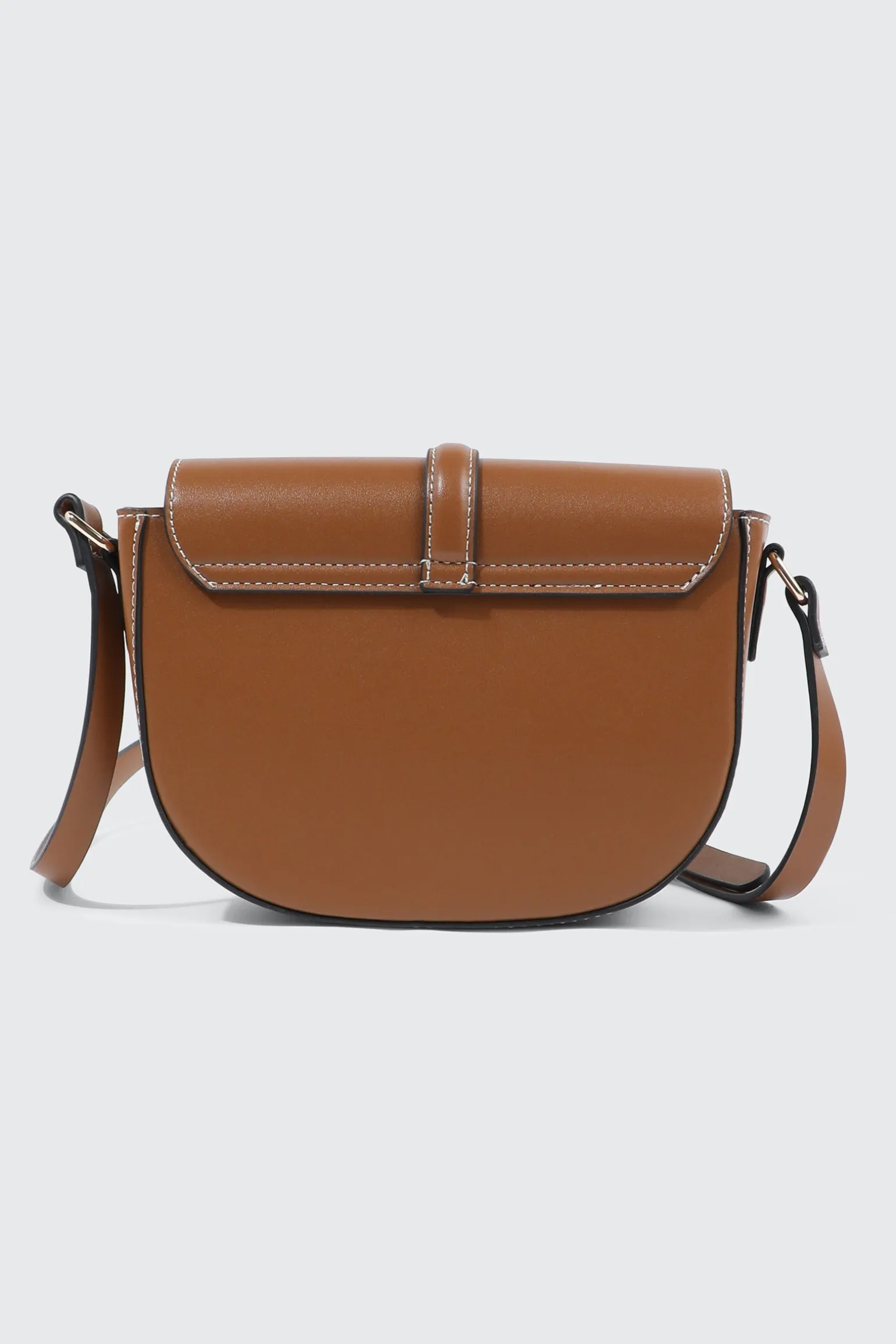 Woven Panel Saddle Crossbody Bag